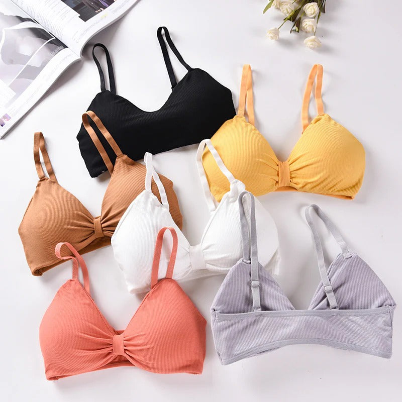 V Cup Light Padded Korean Style Cotton Seamless Bra
