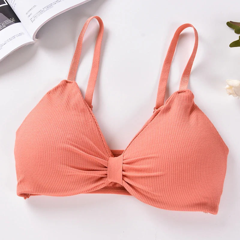V Cup Light Padded Korean Style Cotton Seamless Bra