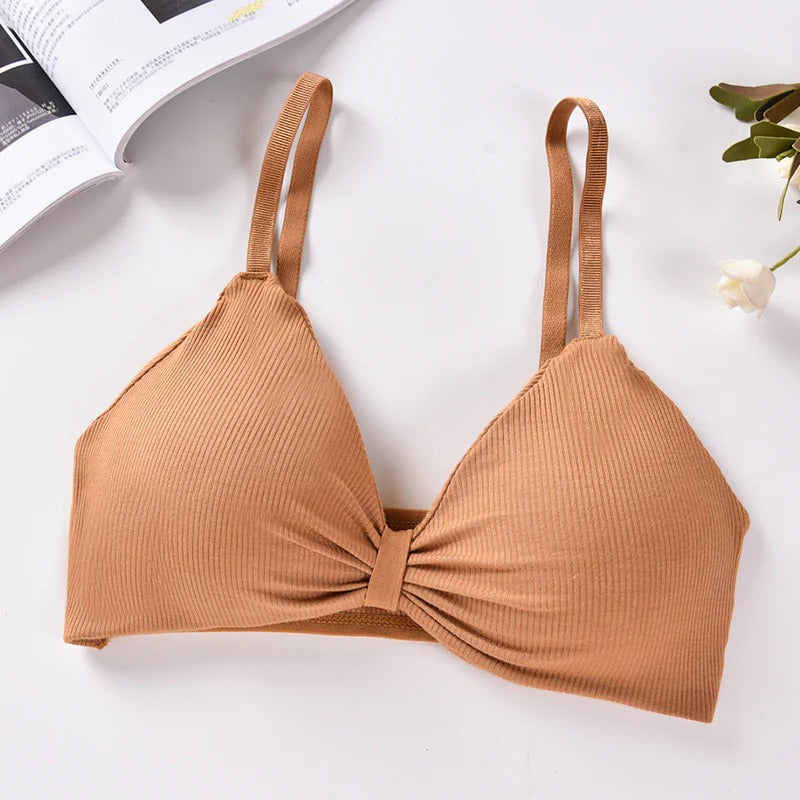V Cup Light Padded Korean Style Cotton Seamless Bra