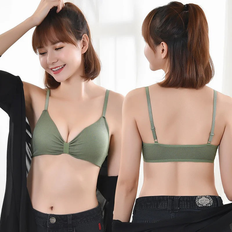 V Cup Light Padded Korean Style Cotton Seamless Bra