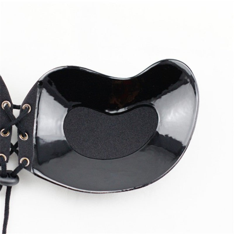 Front Lace-Up Strapless Silicone Push Up Bra for Women