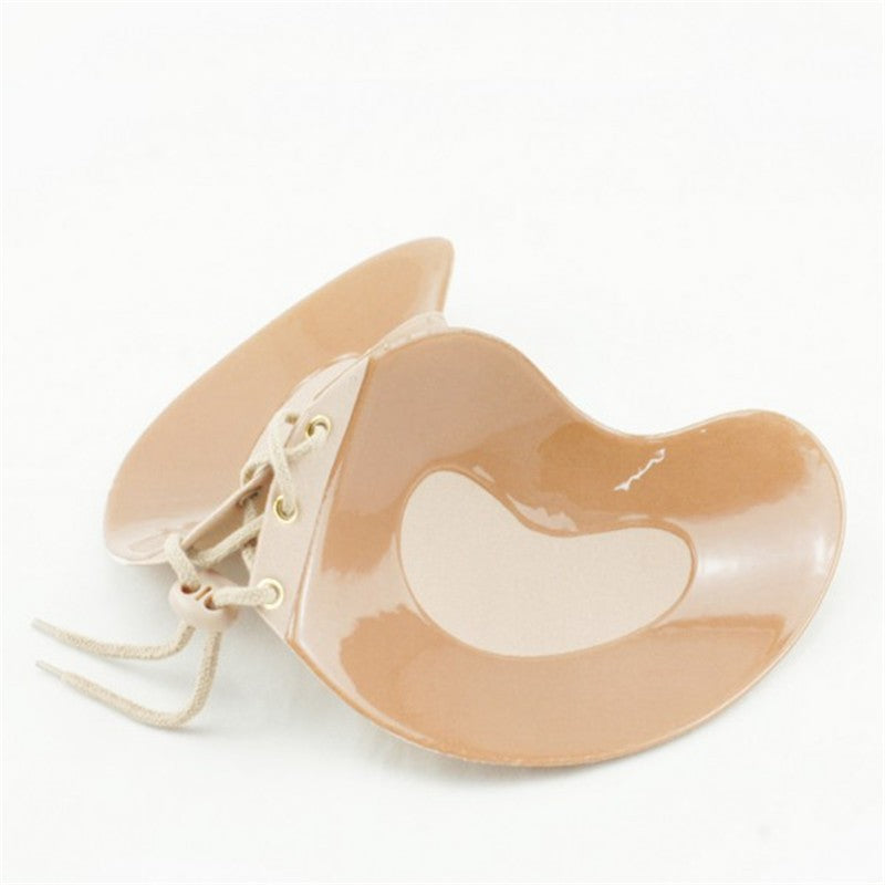 Front Lace-Up Strapless Silicone Push Up Bra for Women