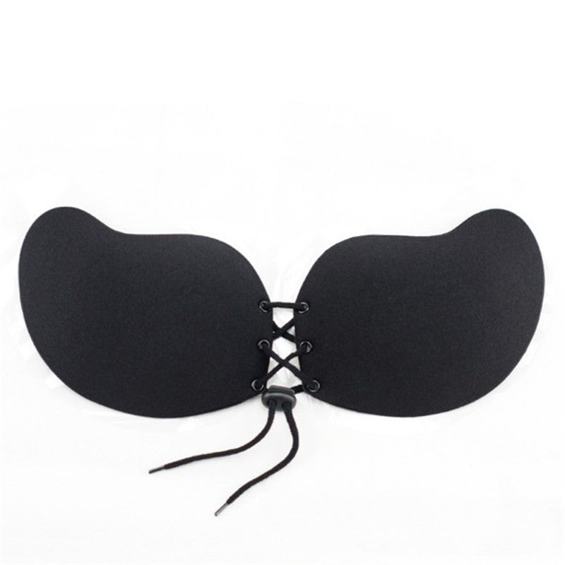 Front Lace-Up Strapless Silicone Push Up Bra for Women
