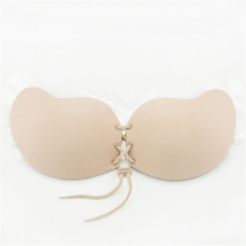Front Lace-Up Strapless Silicone Push Up Bra for Women