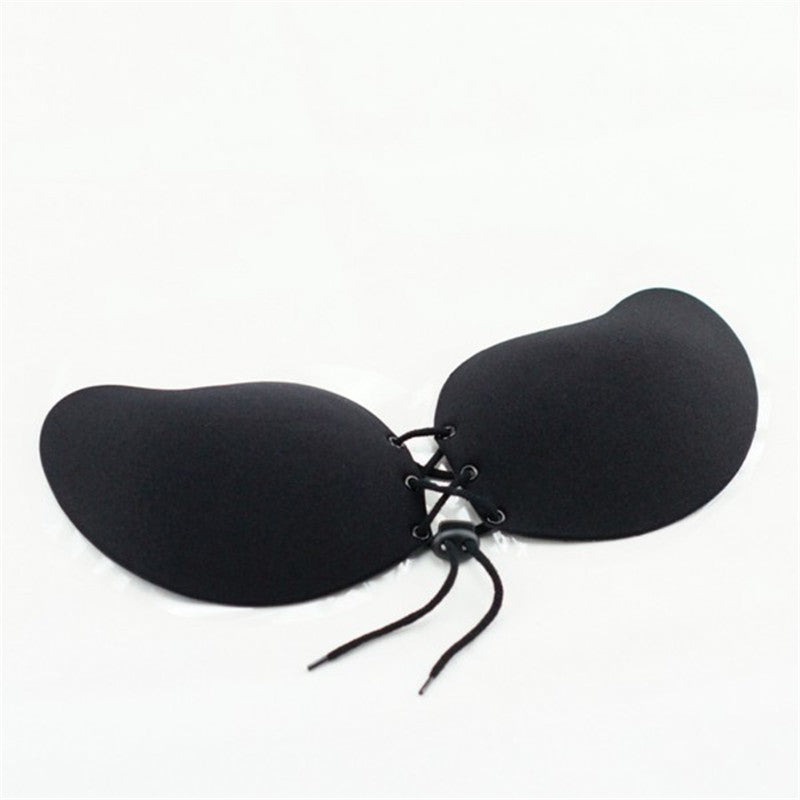 Front Lace-Up Strapless Silicone Push Up Bra for Women