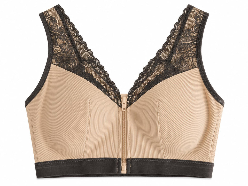 Lace Front Zip Padded Bra