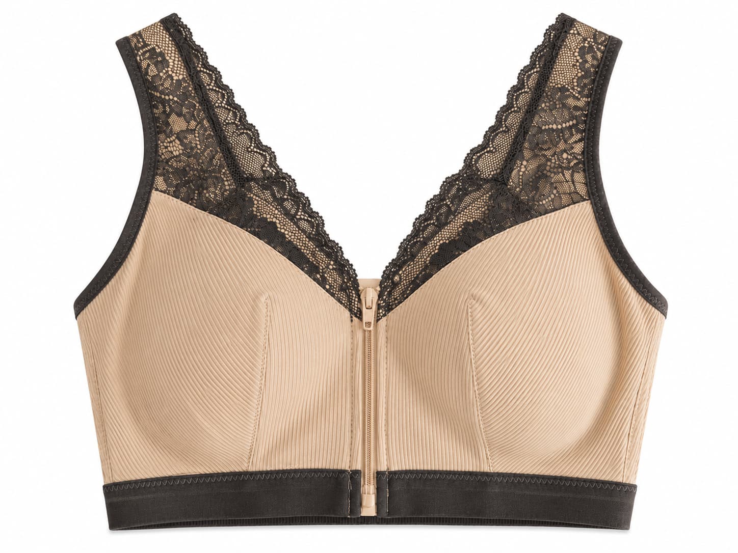Lace Front Zip Padded Bra