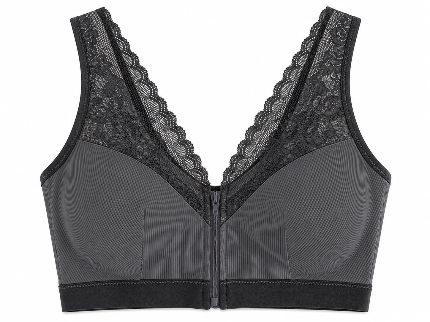 Lace Front Zip Padded Bra