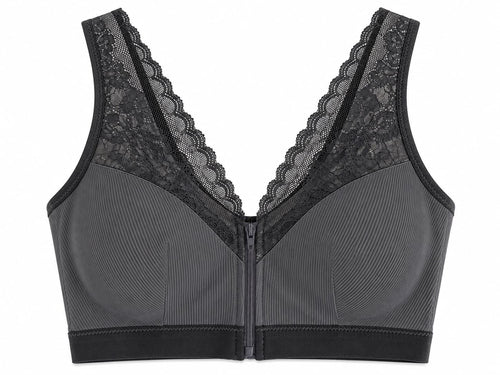Lace Front Zip Padded Bra