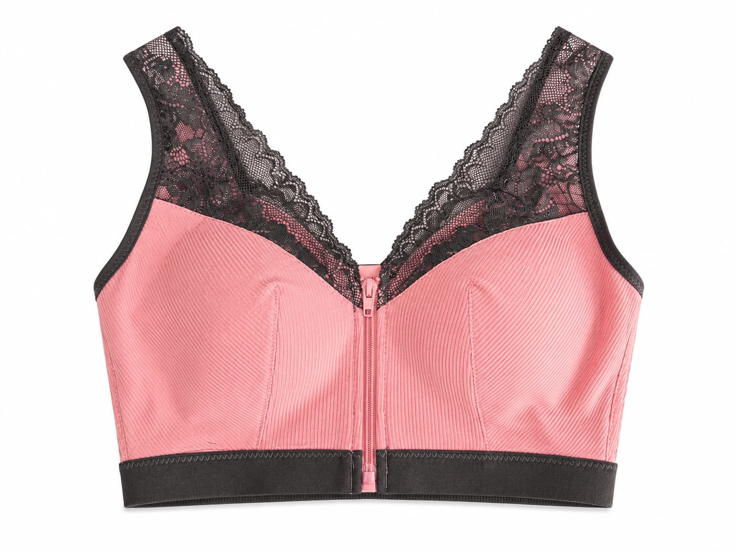 Lace Front Zip Padded Bra